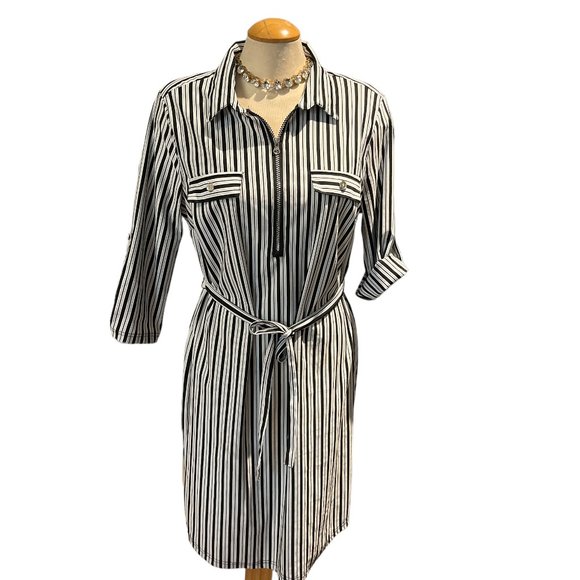 MLLE GABRIELLE Dress Size XL Vertical Stripes Adjustable 3/4 Sleeves - Picture 3 of 12